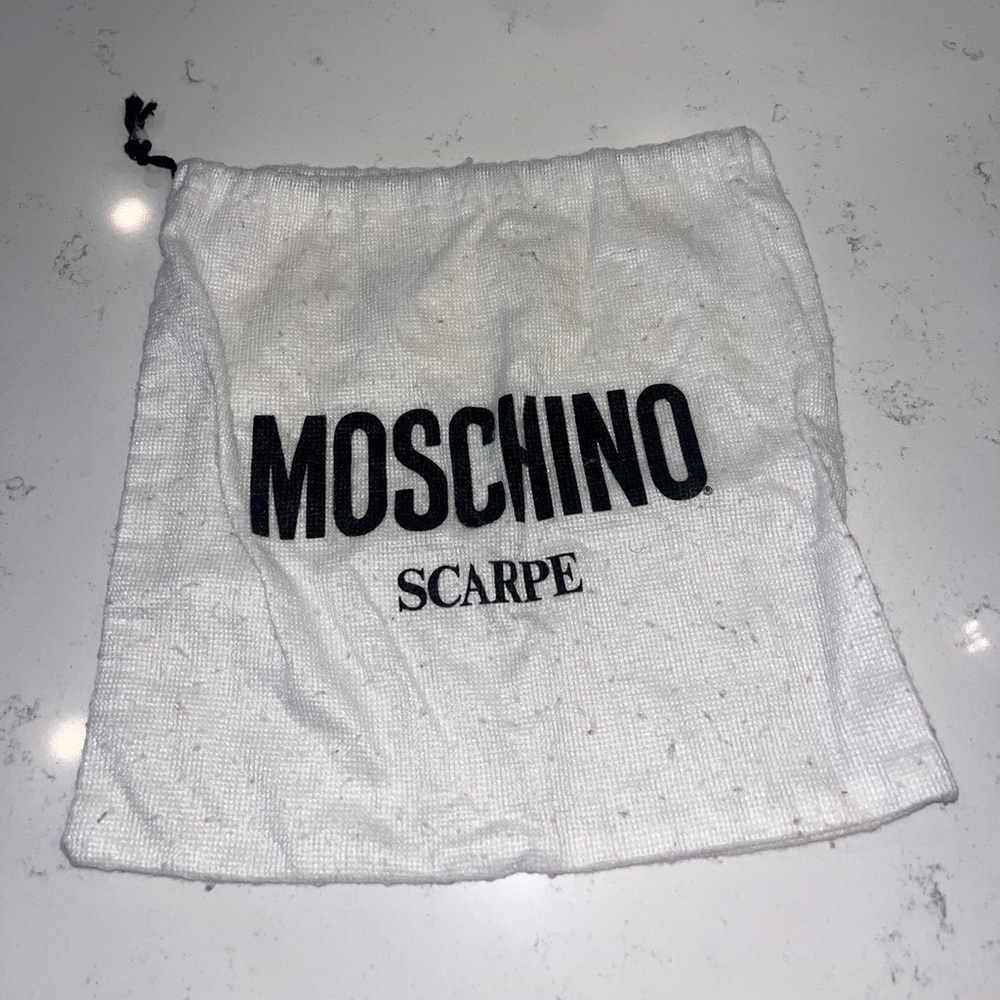 Moschino White Drawstring Bag with Black Logo